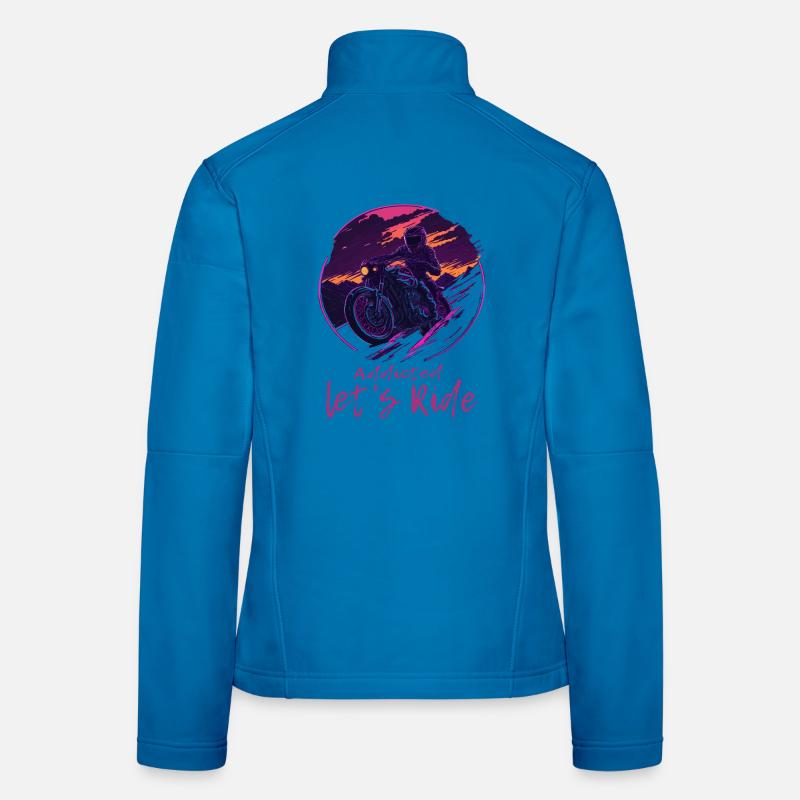 Synthwave Biker Retrowave Sunset Motocycliste Veste en tissu softshell Femme
