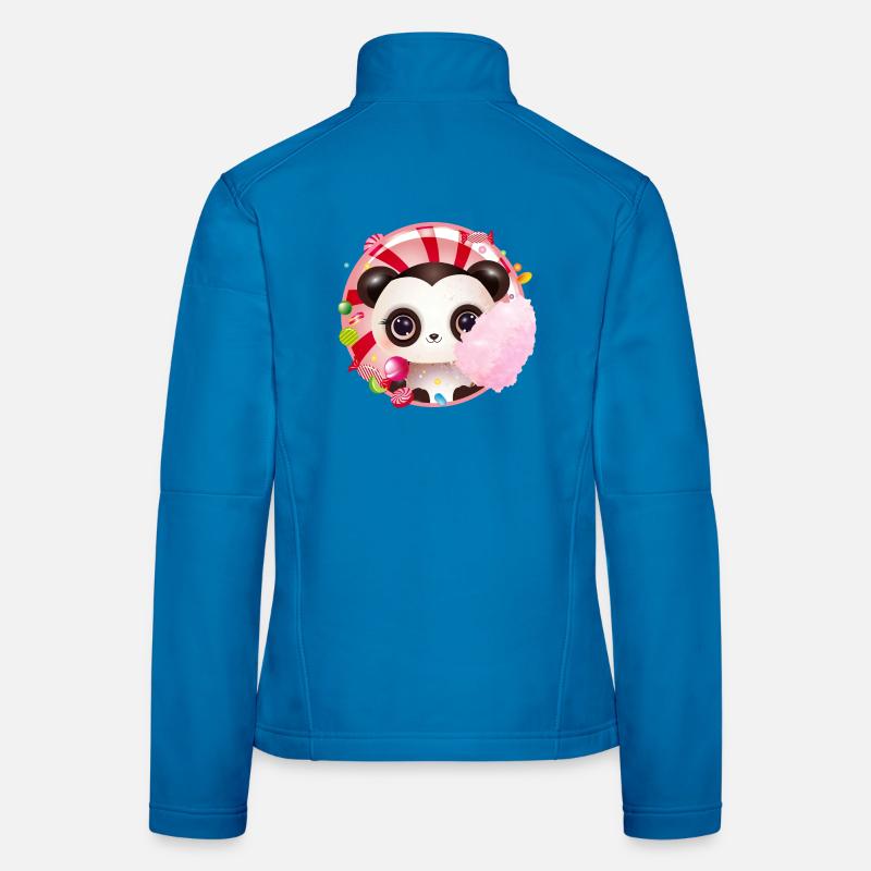 Cute panda bear with cotton candy & candy Women's Softshell Jacket