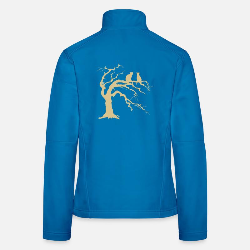 Dead tree with 2 cats silhouette Women's Softshell Jacket