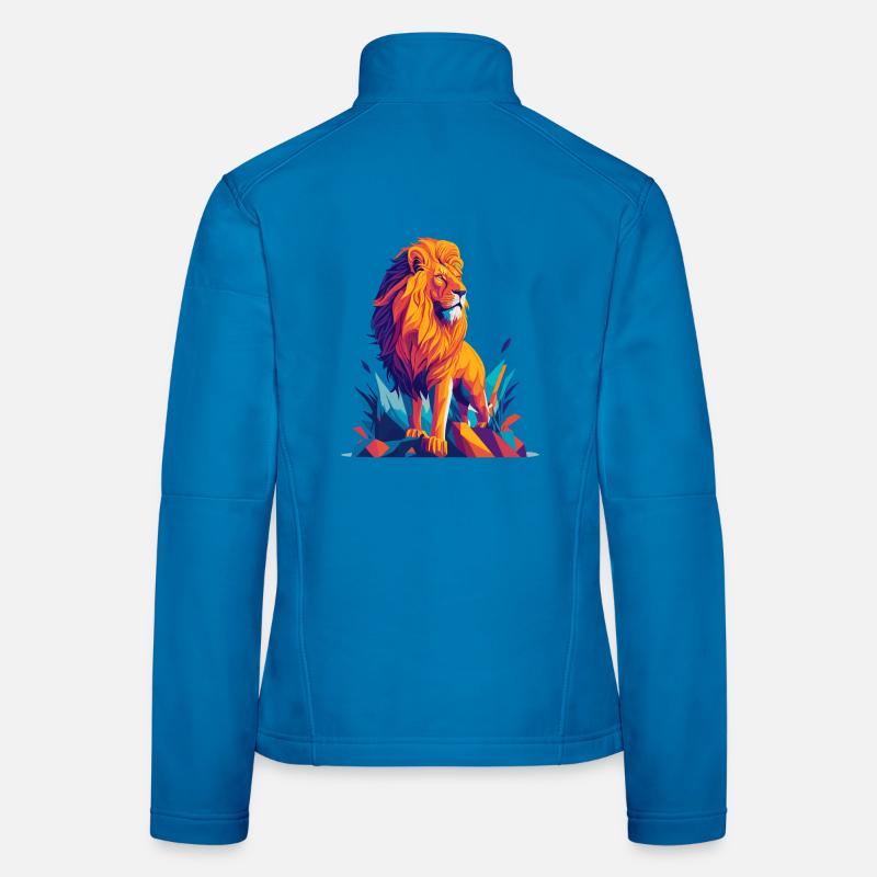 Polygon Löwe - Farbenfrohe Tier Illustration Frauen Softshelljacke