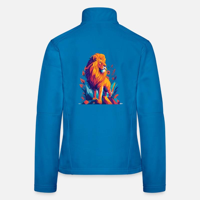Polygone du Lion - Illustration animale colorée Veste en tissu softshell Femme
