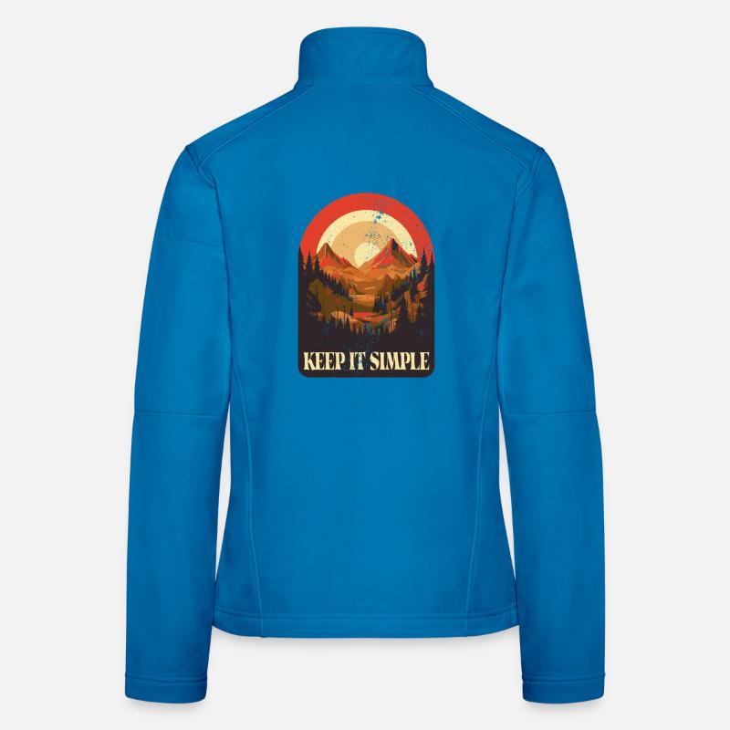 Keep It Simple Tent Camping Nature Mountains Minimalist Women's Softshell Jacket