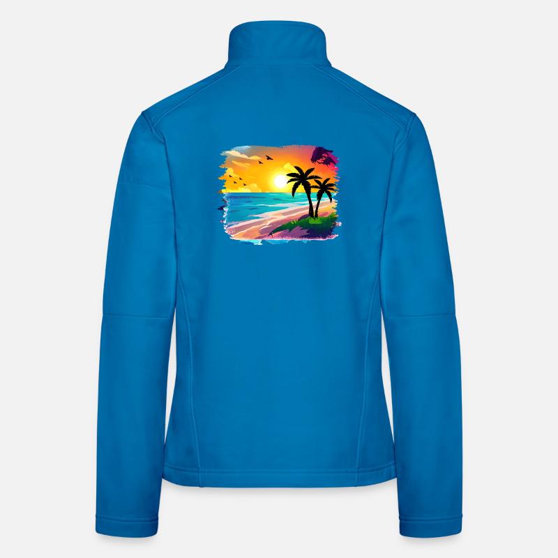 Summer Sunset Beach Watercolor Women's Softshell Jacket
