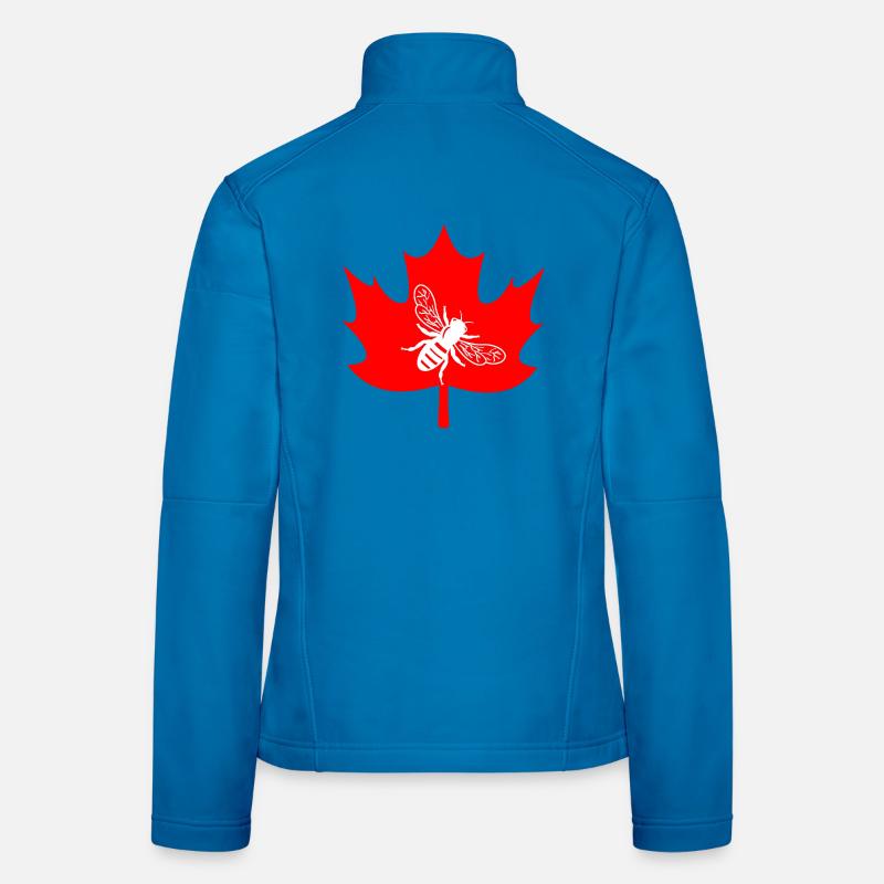 Canada white bee in maple leaf beekeeper logo Women's Softshell Jacket