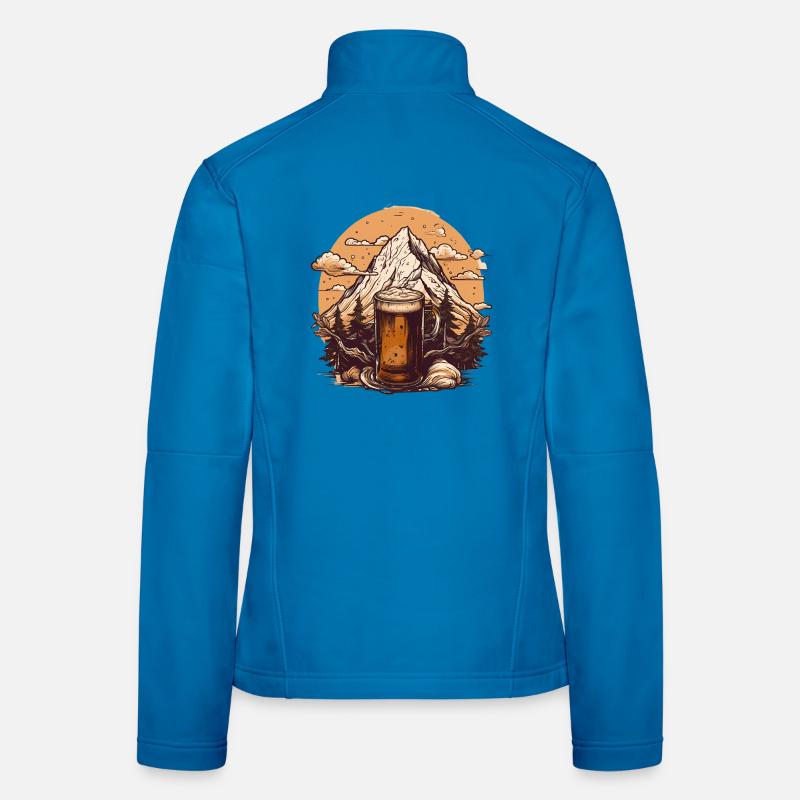 Pic de montagne avec conception de chope de bière Veste en tissu softshell Femme