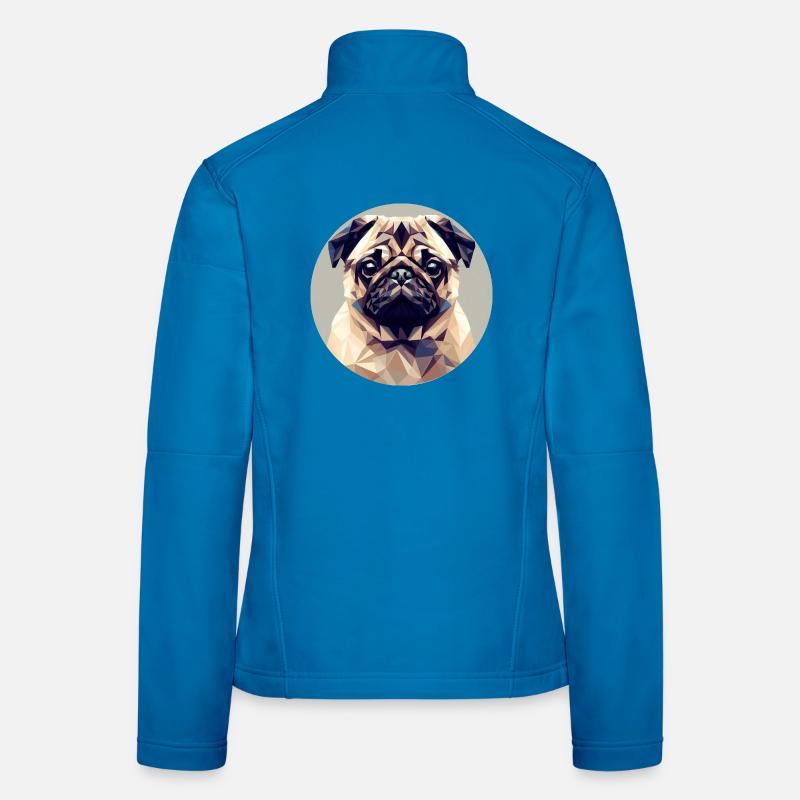 Dog Pug Polygon Geometry Women's Softshell Jacket
