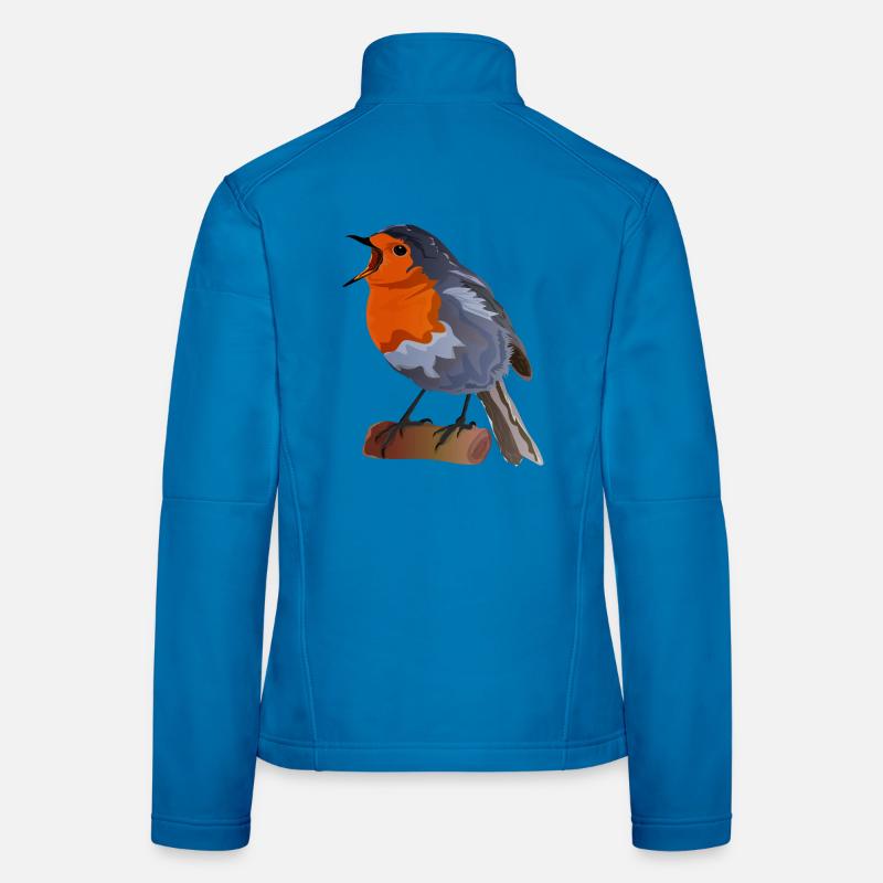 Illustration du merle sur textile Veste en tissu softshell Femme
