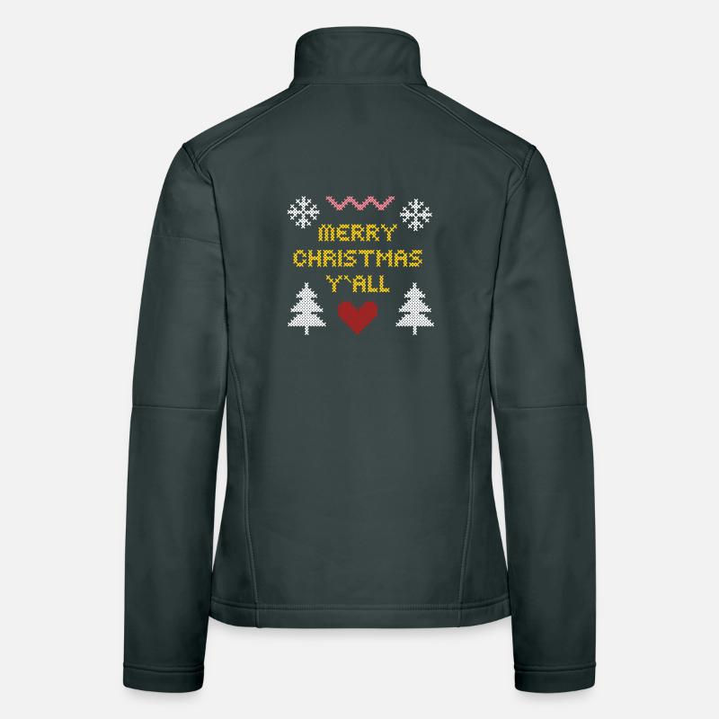 Warm Christmas Pattern in Pixel Art Women's Softshell Jacket