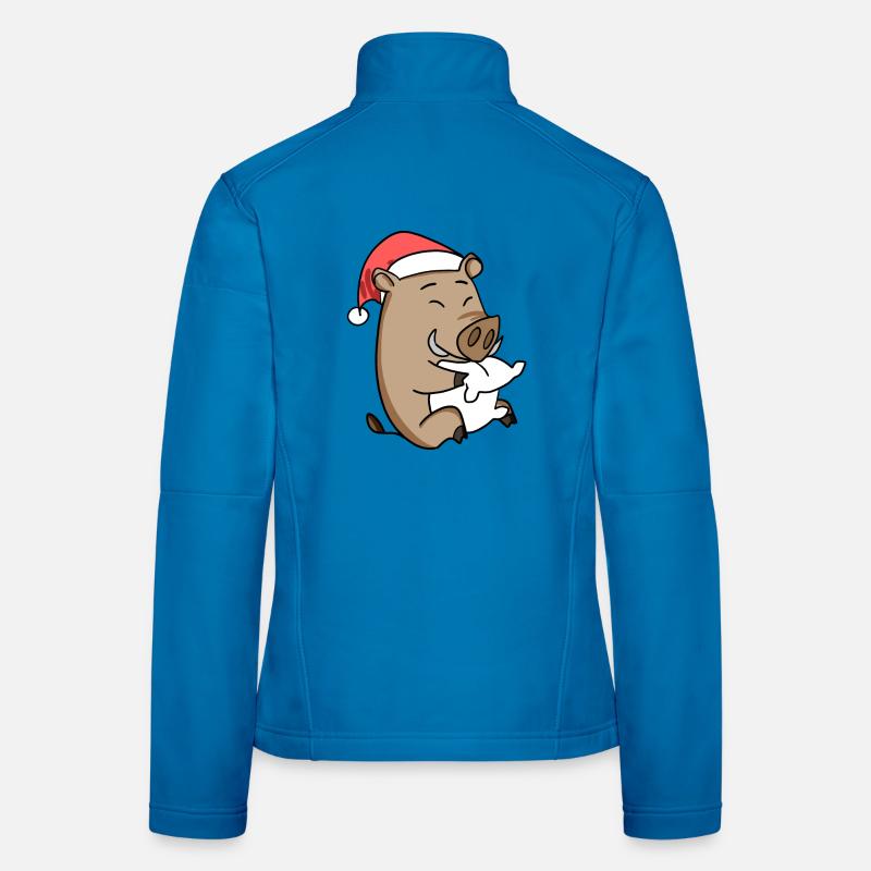 Sanglier Cochon de Noël Veste en tissu softshell Femme