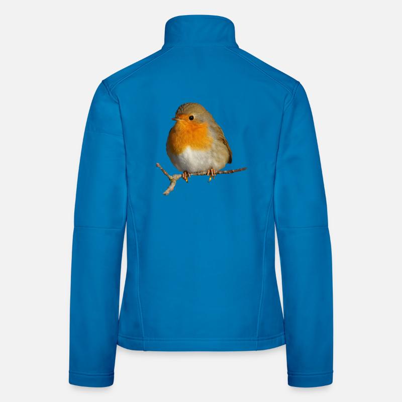 Rotkehlchen auf Ast sitzend Frauen Softshelljacke