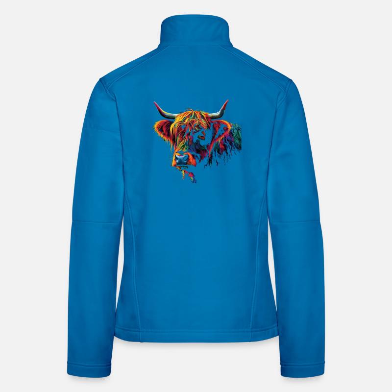 Highland Cow Scottish Highlands Rustic Cattle - Frauen Softshelljacke - Lichtblau