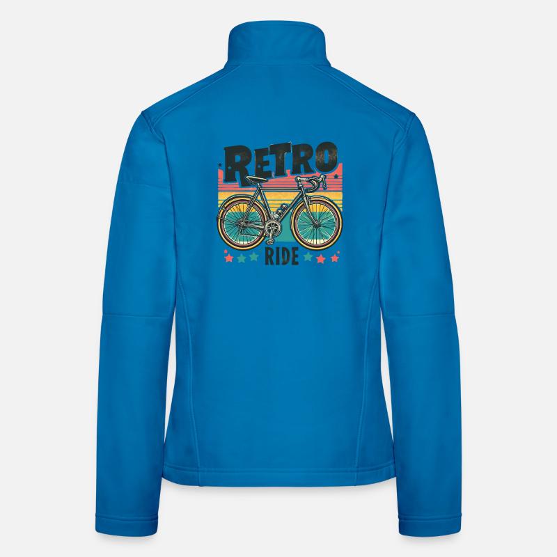 Retro Bicycle with Sunset Background Women's Softshell Jacket