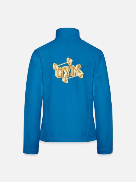 gold-tone dumbbell typography for gym enthusiasts - Women's Softshell Jacket - light blue - Back