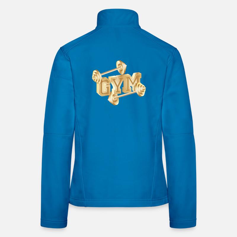 Typographie d’haltères dorée pour les amateurs de gym Veste en tissu softshell Femme