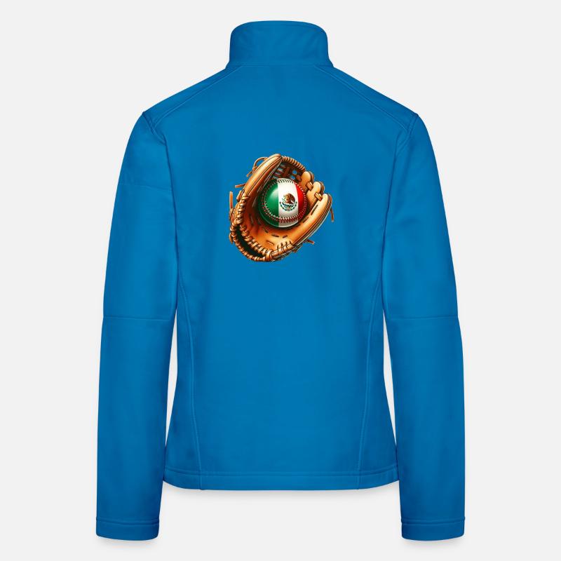 Motif du drapeau de baseball du Mexique Veste en tissu softshell Femme