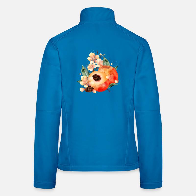 Pfirsichhälfte,Pfirsiche,Blätter & Pfirsichblüten Frauen Softshelljacke