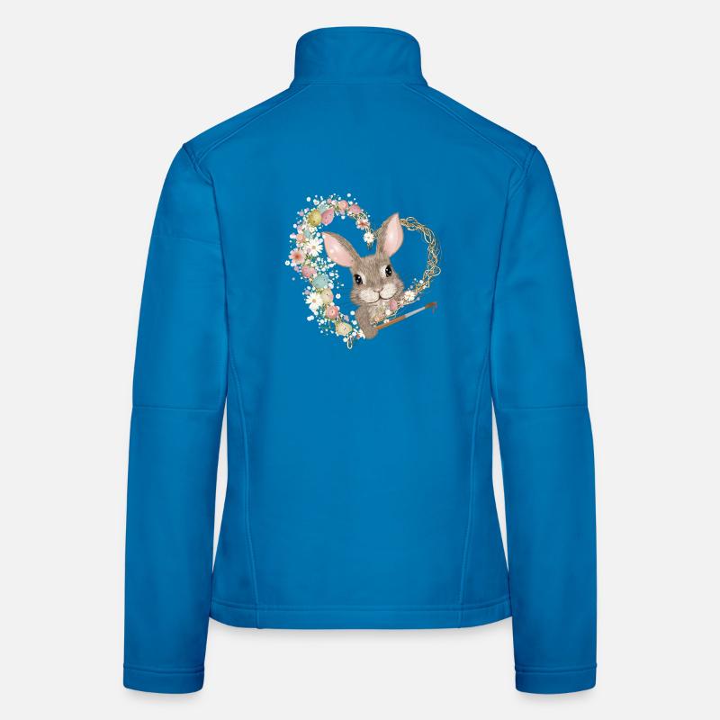 Easter Eggs Heart with Easter Bunny and Brush for Easter Women's Softshell Jacket