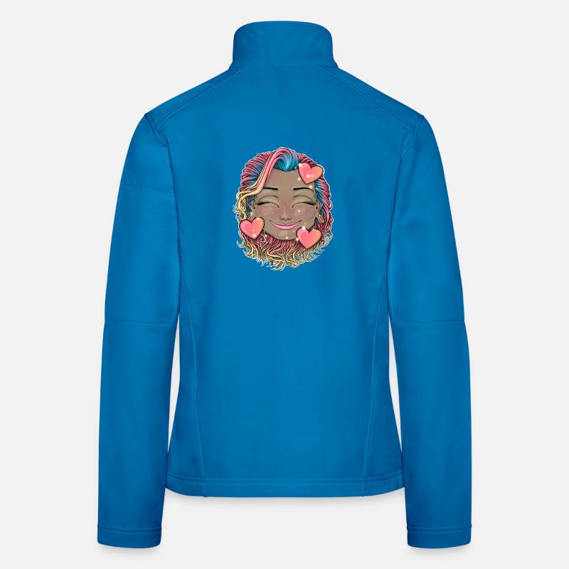 Buntes Regenbogenhaar Smiley Frauen Softshelljacke