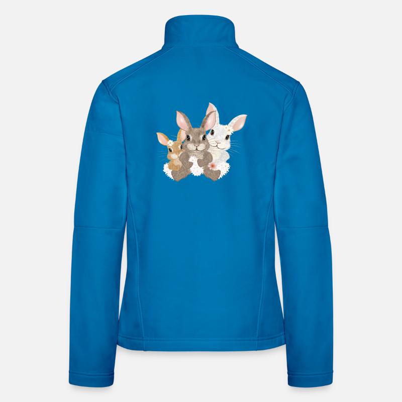Famille de lapins mignons - Trois lapins avec des fleurs Veste en tissu softshell Femme