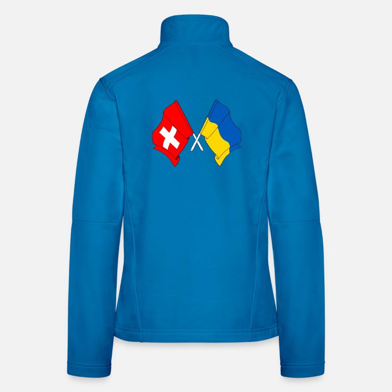 Drapeau de la Suisse et drapeau de l’Ukraine Veste en tissu softshell Femme