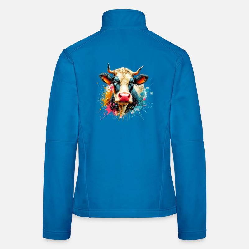 Kuh - Frauen Softshelljacke - Lichtblau