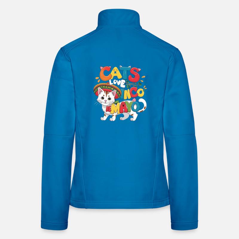 Fiesta Cat with Cinco de Mayo theme - Women's Softshell Jacket - light blue