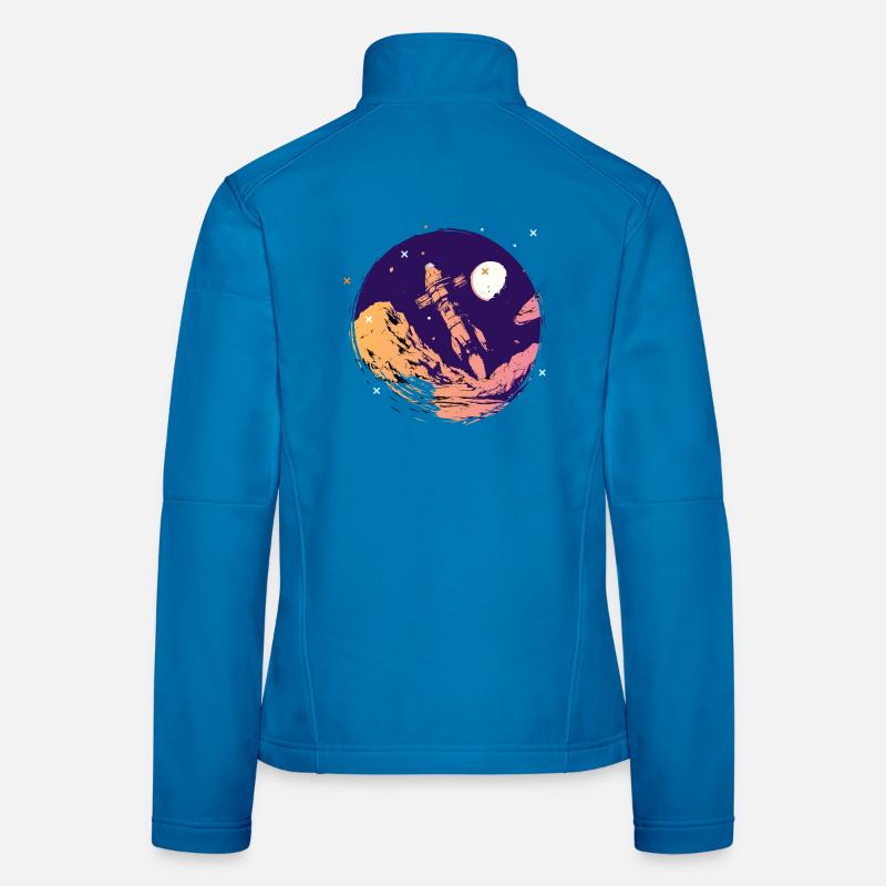 rakete weltall raumfahrt schulstart Go space nerd Frauen Softshelljacke