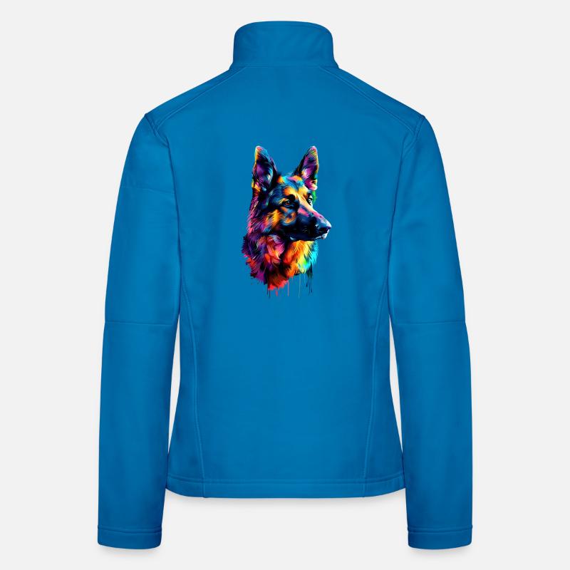Schäferhund Bunte Farben Pop Art Hund Schäferhunde Frauen Softshelljacke