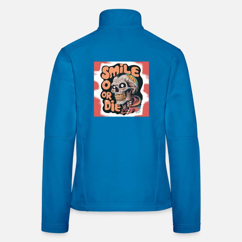 Bald Skeleton with smiling text Women's Softshell Jacket