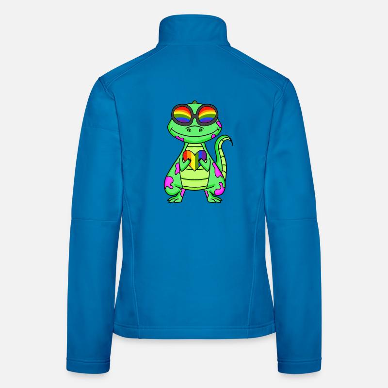 Dino Motif Dinosaur Rainbow Women's Softshell Jacket