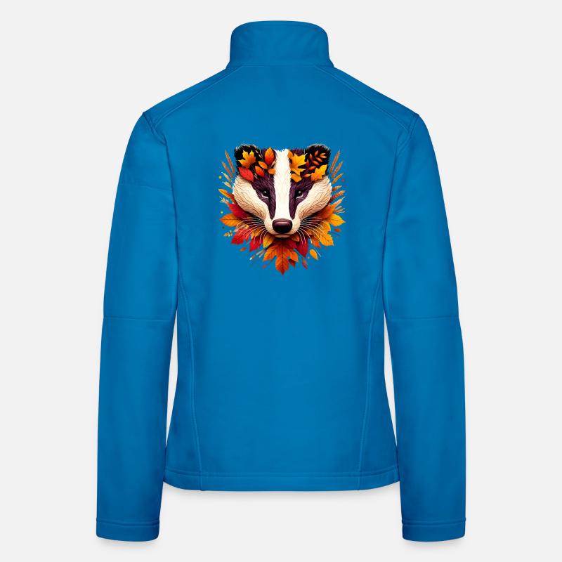 Ein Dachs, gestaltet aus verschiedenen Blättern - Frauen Softshelljacke - Lichtblau