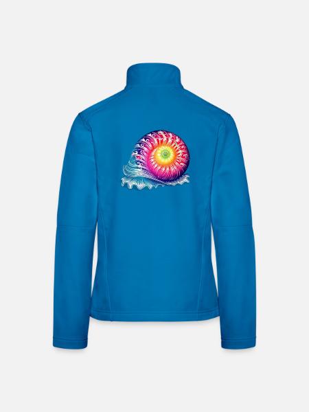 kunstvolle bunte Schnecke in leuchtenden Farben - Frauen Softshelljacke - Lichtblau - Hinten