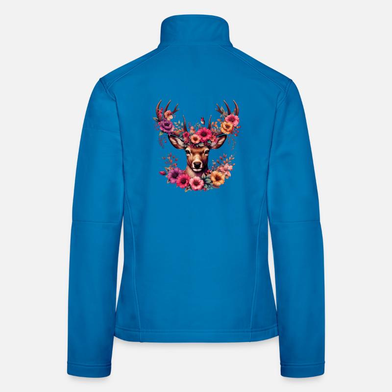 Hirsch mit Blumen Frauen Softshelljacke