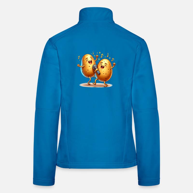 Vegetables, potatoes singing, vegetables make music Women's Softshell Jacket