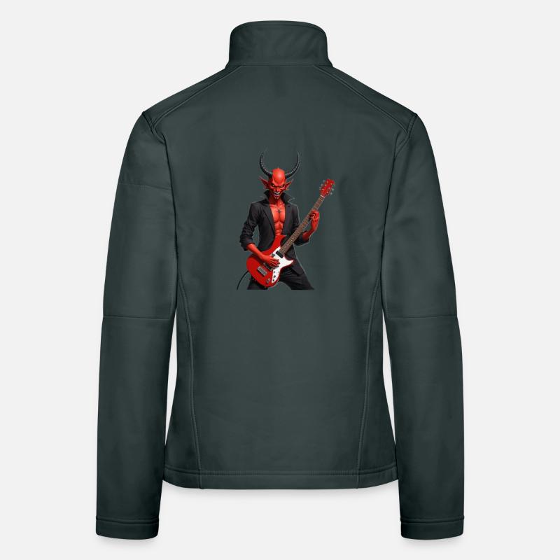 Devil with red electric guitar Women's Softshell Jacket