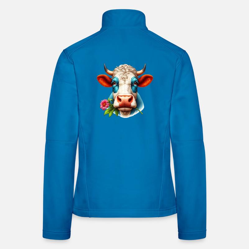Fleurs de fleur de vache Veste en tissu softshell Femme