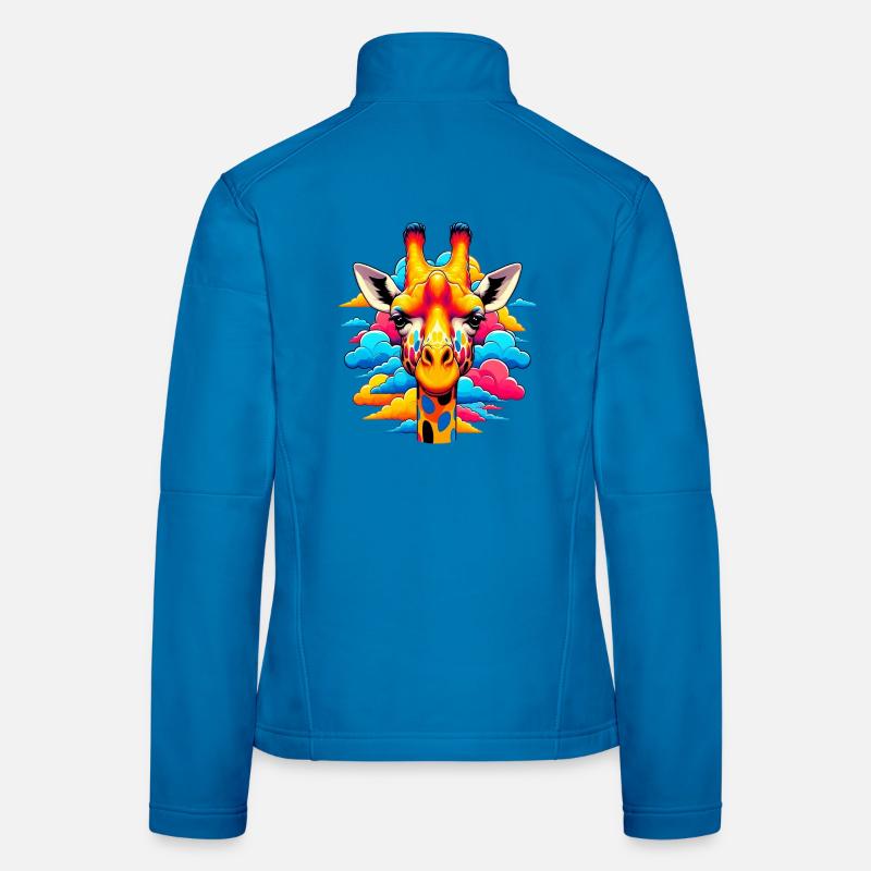 Giraffe with head in cloud clouds Women's Softshell Jacket