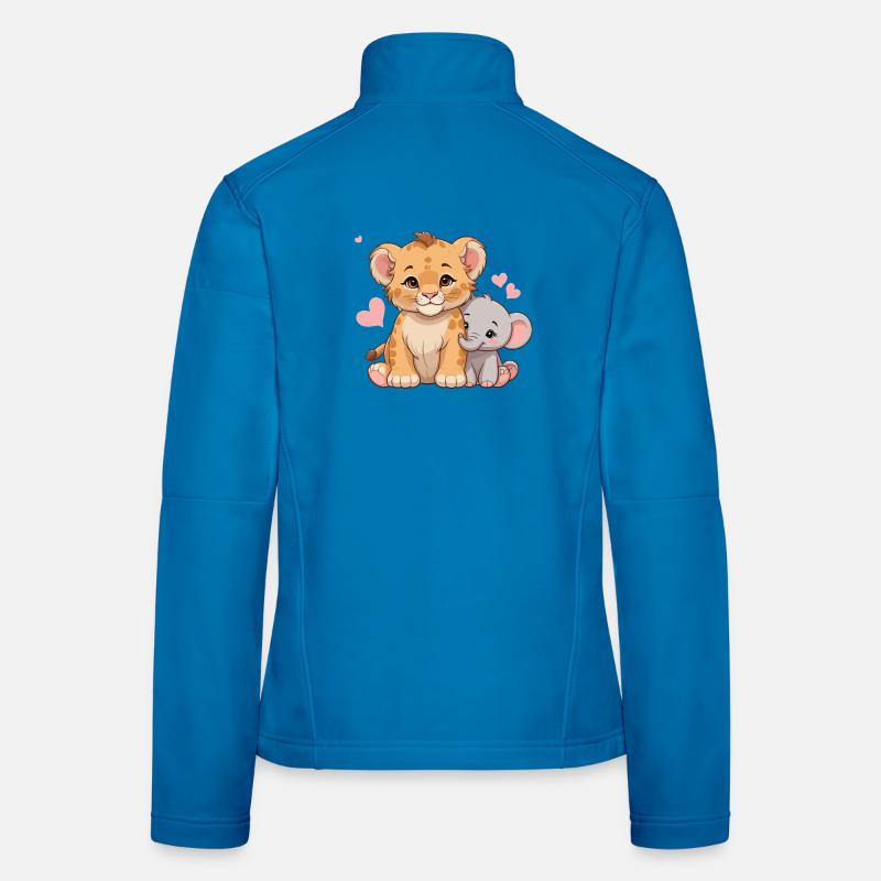 Bébé lion et bébé éléphant – Motif de l’amitié douce Veste en tissu softshell Femme