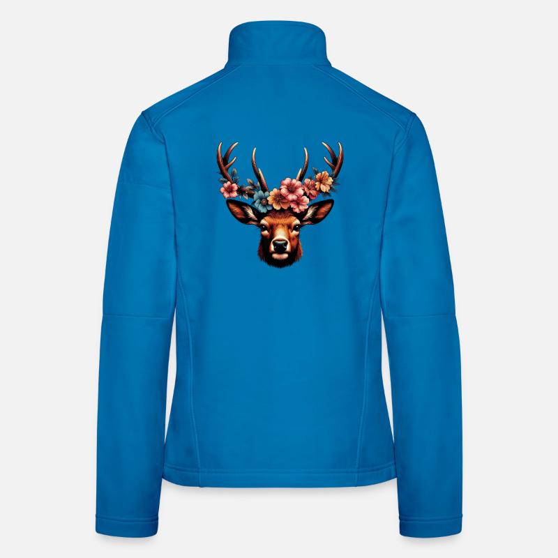 Hirsch mit Blumen Frauen Softshelljacke