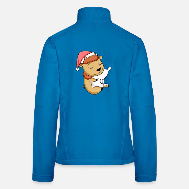 Bison mignon fatigué dormir à Noël Veste en tissu softshell Femme