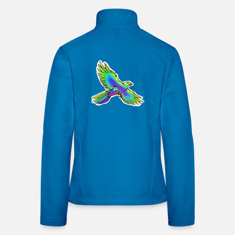 Oiseau de paradis (jaune-vert-bleu) Veste en tissu softshell Femme