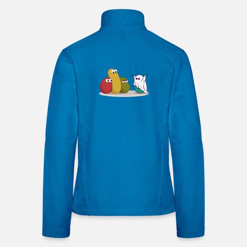 Halloween Ghost Comic Drawing - Women's Softshell Jacket - light blue