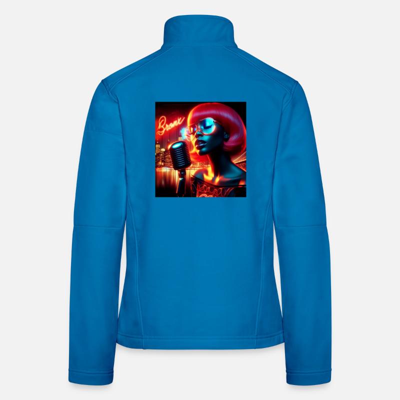 Modern portrait with neon and nighttime atmosphere - Women's Softshell Jacket - light blue