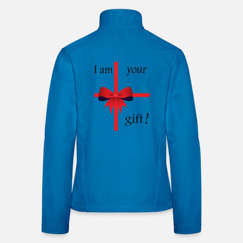 I am your gift mit Schleife. Ich bin dein Geschenk Frauen Softshelljacke