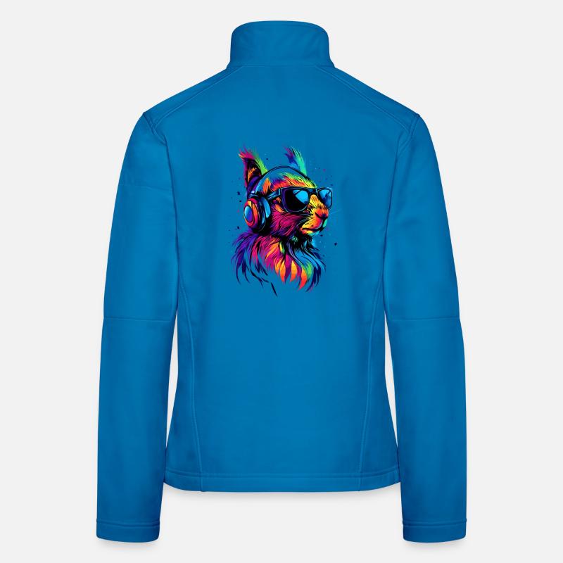 Eichhörnchen Kopfhörer Bunt Popart DJ Eichhörnchen - Frauen Softshelljacke - Lichtblau
