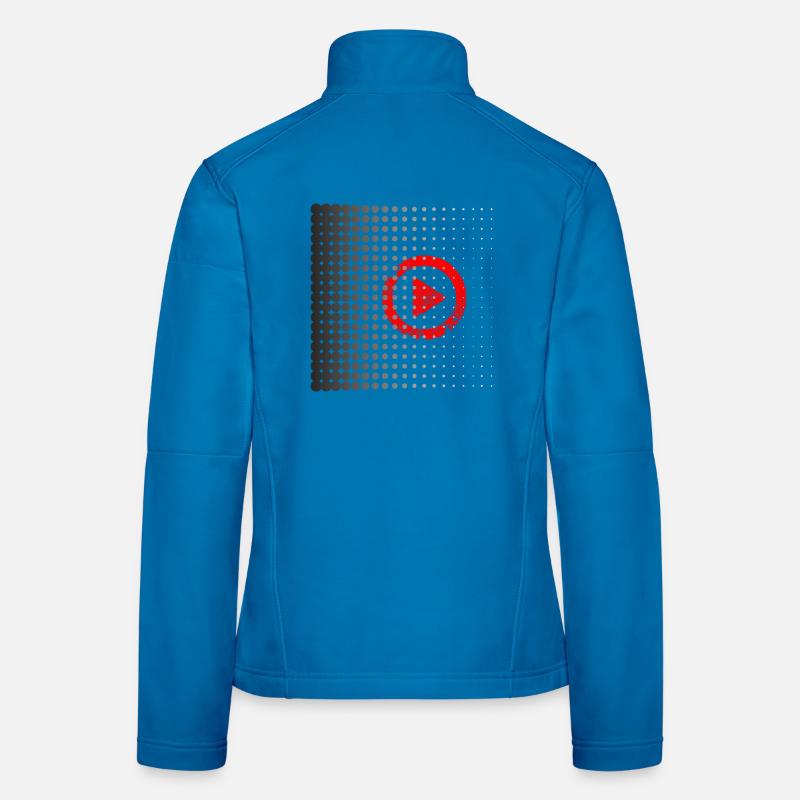 Halftone Play Button Retro Frauen Softshelljacke