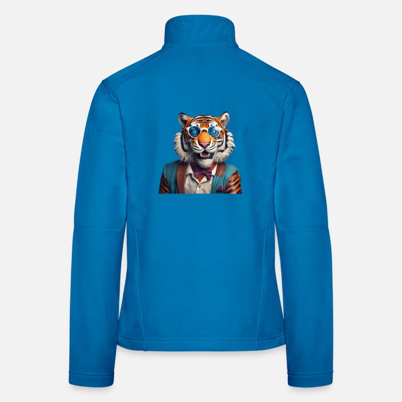 Anspruchsvoller Tiger mit blauer Sonnenbrille - Frauen Softshelljacke - Lichtblau