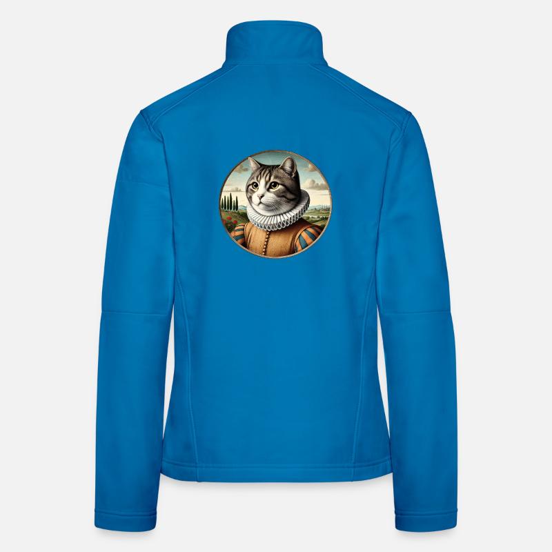 Grau getigerter Kater in einem Renaissancekostüm - Frauen Softshelljacke - Lichtblau