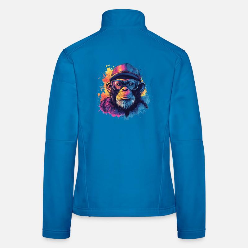 Aquarelle Hipster Singe Veste en tissu softshell Femme