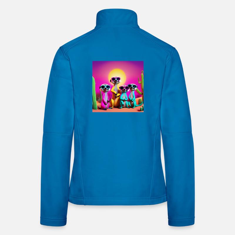 Erdmännchen, Erdmännchenfamilie, Erdmännchen-Humor - Frauen Softshelljacke - Lichtblau